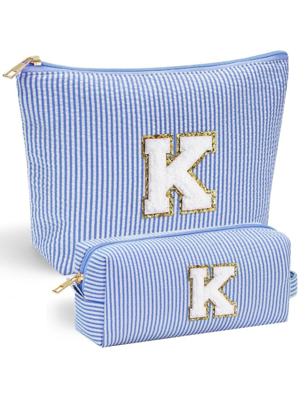 Chic Blue Initial Makeup Bag - Perfect Birthday Gift for Teen Girls & Women